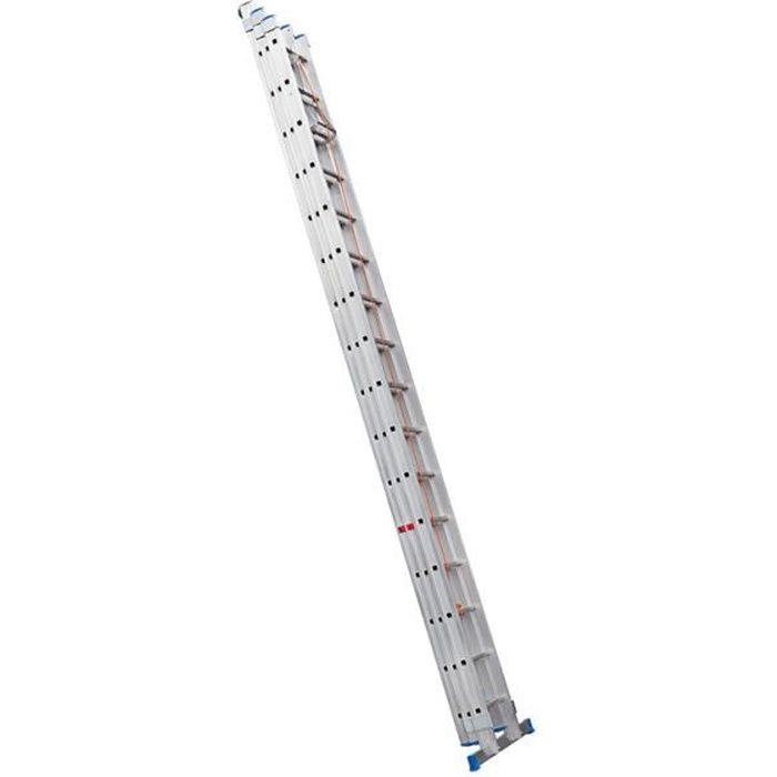HAILO Echelle coulissante à corde professionnelle 3 plans 3x16 échelons 11m en alu Trio