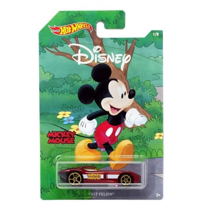 Vehicule Disney : Mickey Fast Felion Hot Wheels - Collection Mickey 90eme Anniversaire - Voiture Miniature Rouge 1:64 - Enfant