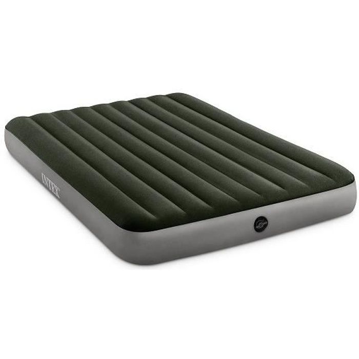 Matelas gonflable Intex Downy Prestige 2 personnes + gonfleur électrique à piles 2020-152 x 203 x 25 cm