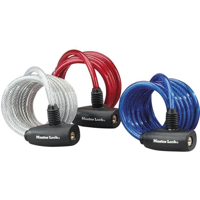 Masterlock antivol câble 8mm serrure à clés