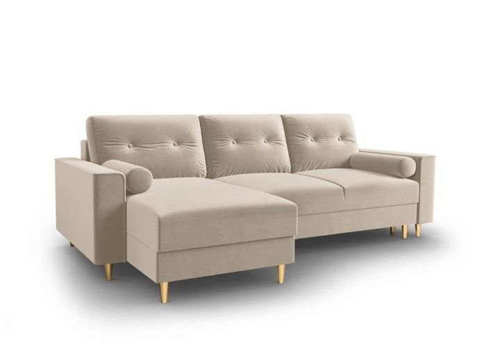 Canapé d'angle 4 places Beige Tissu Design