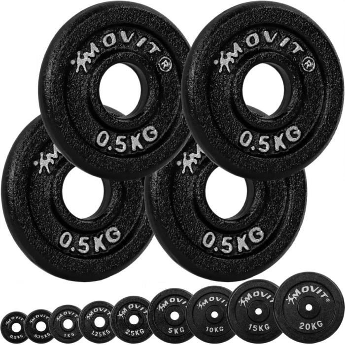 MOVIT Lot de 4 disques en fonte de 0,5 kg - 2 KG - NOIR