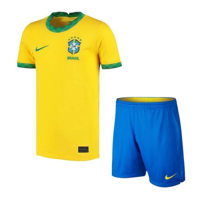 Maillot de Foot BRESIL DOMICILE 20-21 Maillot et Pantalons Suit Pas Cher Enfants Garçon