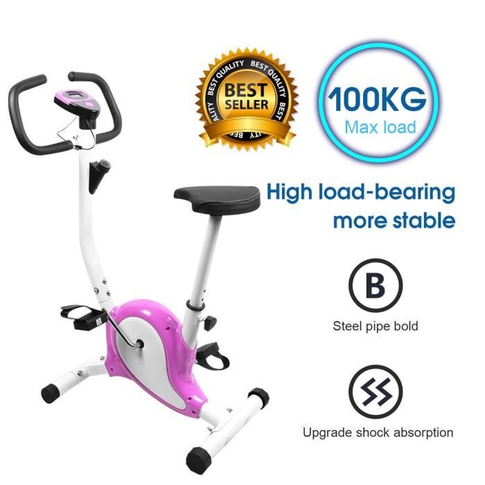 Vélo d´appartement Vélo cardio LCD intérieur fitness exercise - 100kg capacité de charger - Violet