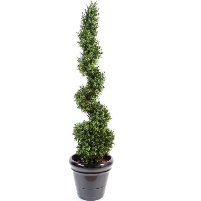 Plante artificielle haute gamme Spécial extérieur - Buis Artificiel forme Spirale - Dim : 130 x 35 cm