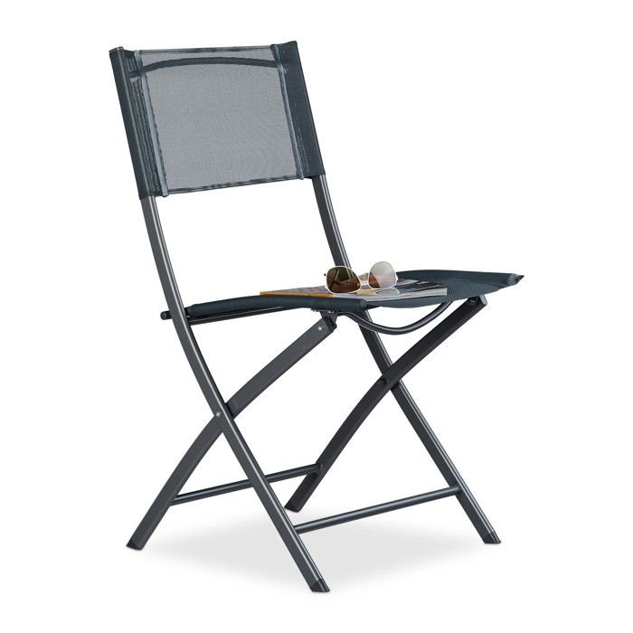 Relaxdays Chaise de jardin pliable plastique et métal chaise balcon pliante camping terrasse wave HxlxP: 87 x 55 x 48,5 cm,