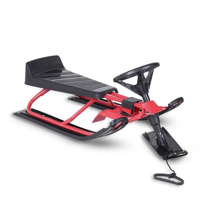 SAMAX Luge Dirigeable Sports Traîneau de Direction Volant Jeu d'Hiver Enfants Neige - Rouge-Noir