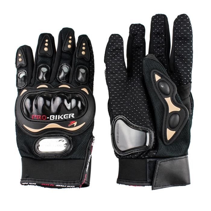 PRO-BIKER Gants doigt complet gants de moto/course antidérapant pour moto/vélo/sports etc (noir-L)