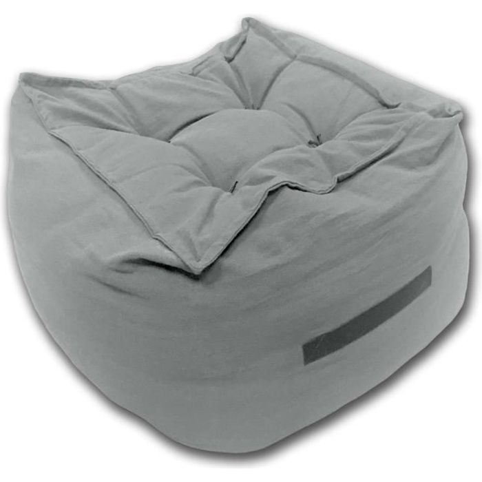 TODAY Pouf coton lavé Hygge - 45 x 45 cm - Gris clair