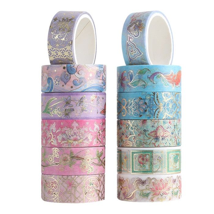 Ruban Washi Décoratif Pétales De Fleurs - Lot 2 Rouleaux - Autocollant Sans Traces - Pour Scrapbooking, Décoration, Journal