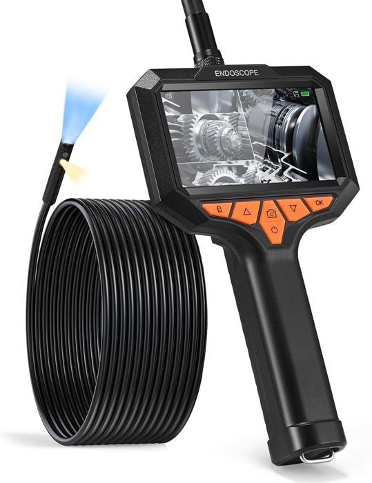 TTLIFE 1080P Endoscope Caméra avec lumière, cran IPS de 4,3 Pouces Double Objectif d'endoscope, 8mm IP67 Endoscope étanche