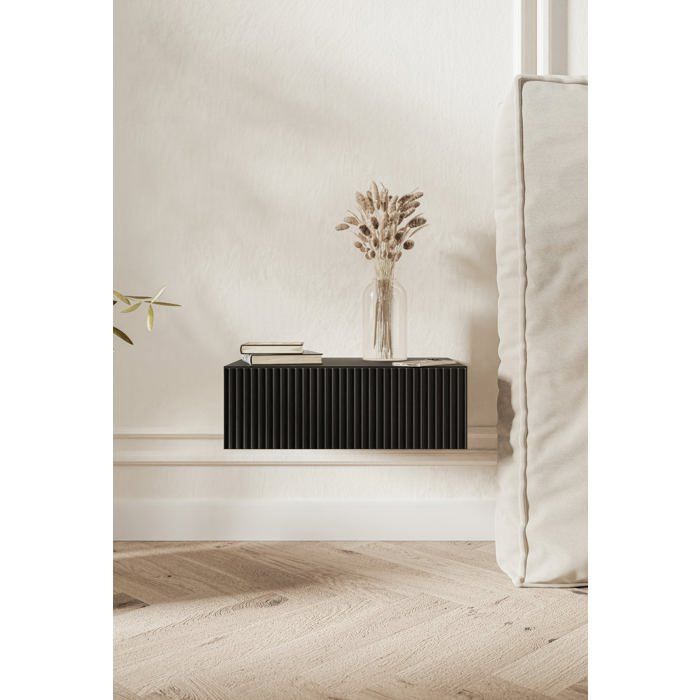 Table de chevet suspendue - VELDIO - 50 cm - noir