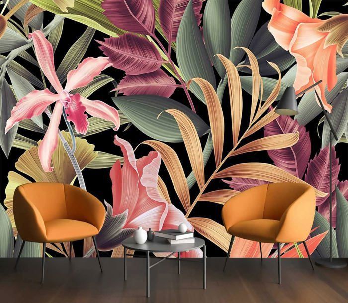 Papier Peint Panoramique Jungle Tropicale De Bananiers - Soie 3D ...