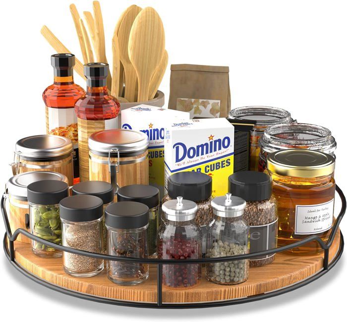 Willonin® Porte-épices Rotatif à 360, Etagere à Epices Avec Plateaux Tournant Carré, Meuble De