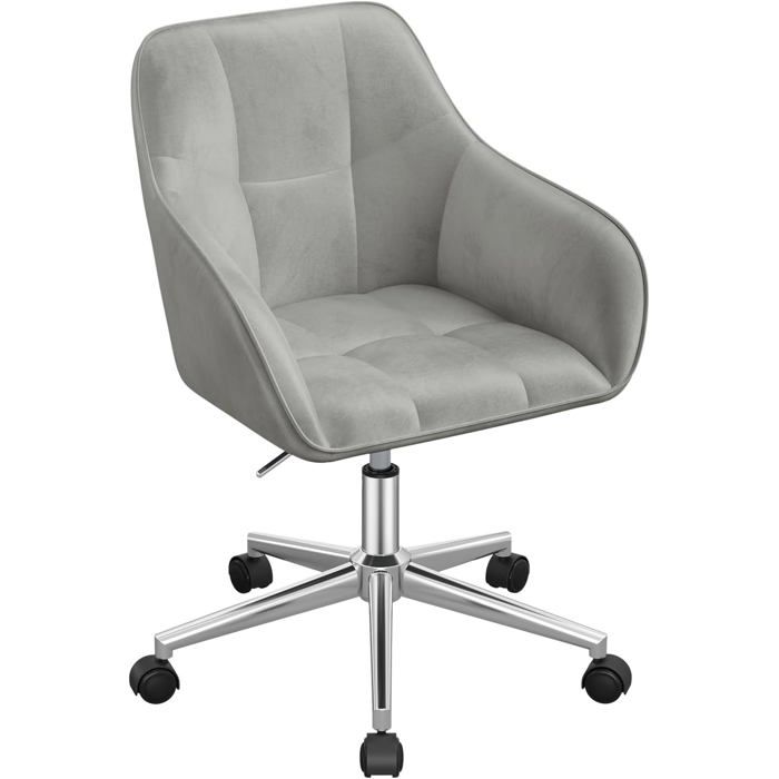 Chaise de bureau pivotante en velours gris clair - WOLTU - Chaise coiffeuse À roulettes - Accoudoirs - Réglable en hauteur Chaise de bureau pivotante en velours gris clair - WOLTU - Chaise coiffeuse À roulettes - Accoudoirs - Réglable en hauteur