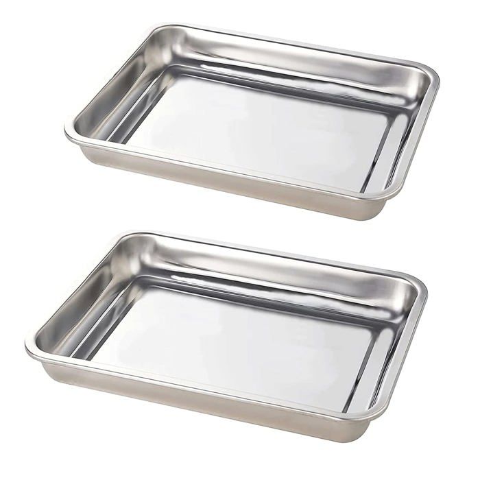 Lot de 2 plaques de cuisson en acier inoxydable pour four antiadhésivesfinition miroirnon toxiques et sainesfaciles à nettoyer
