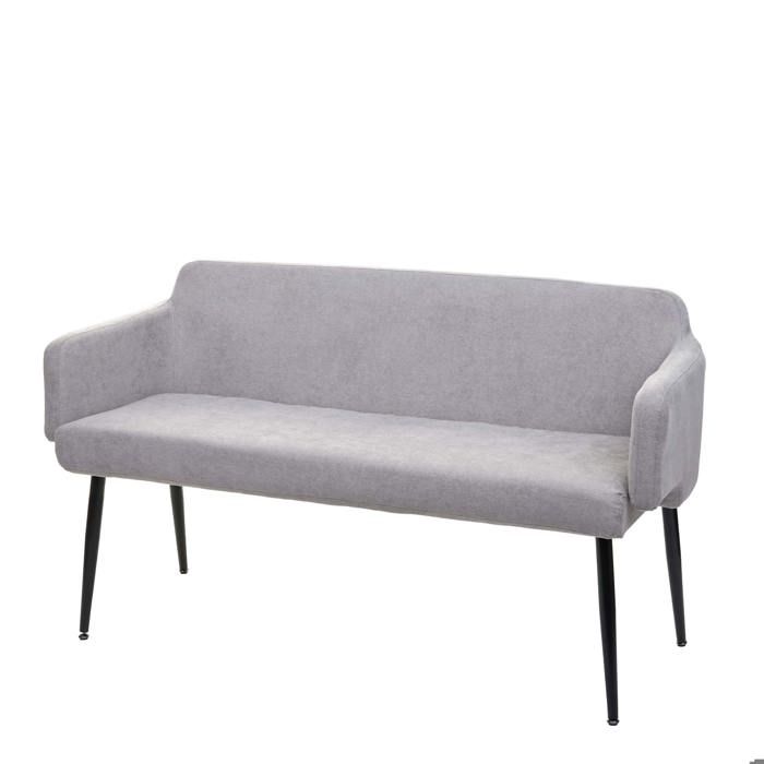 Banc de salle a manger canape rembourre avec dossier et accoudoir en tissu gris 133 cm 04_0005866 Banc de salle a manger canape rembourre avec dossier et accoudoir en tissu gris 133 cm 04_0005866