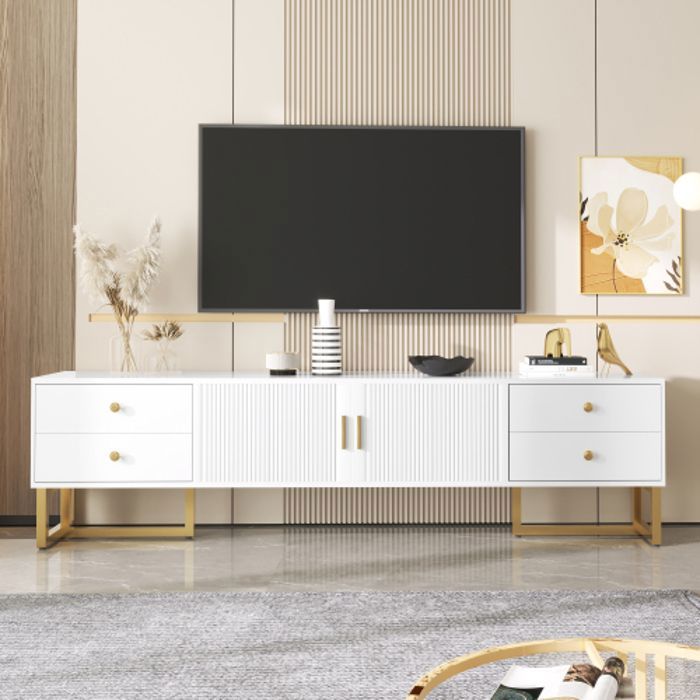 Armoire à Chaussures Blanche 3 Tiroirs KEFSR - Bois, Poignées Dorées, Étagères Réglables, Design Moderne Pour Salon Ou Chambre - 2