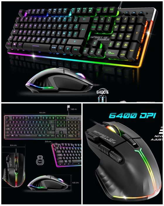 Pack GAMER – Spirit of Gamer – RGB PRO – Souris filaire – Clavier semi-mécanique – 6400 DPI