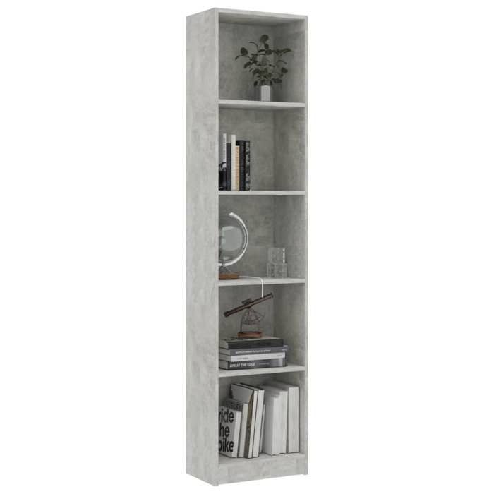 Bibliothèque Étagère de Rangement VIDAXL 5 niveaux Gris béton - 40x24x175cm Bois ingénierie B244