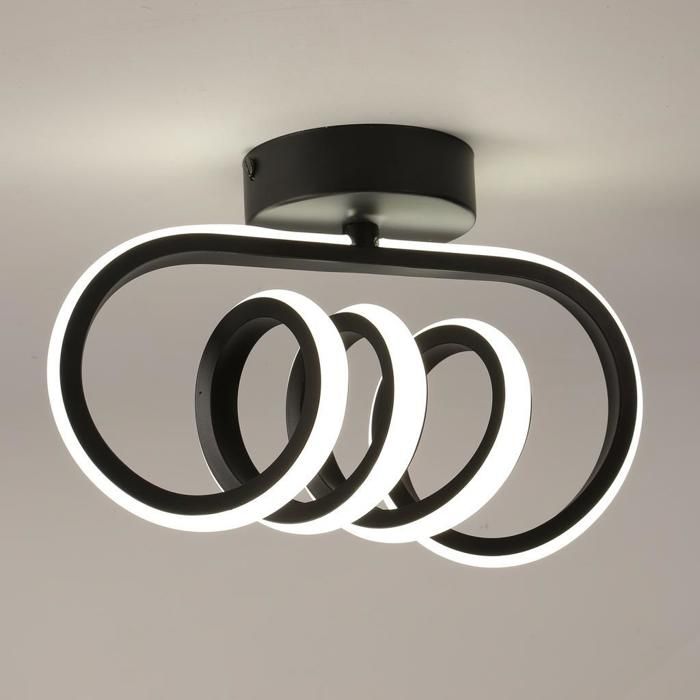 Lustre Salon Spirale Plafonnier Led Noir