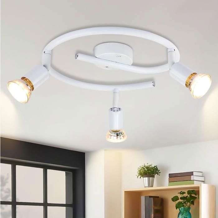Plafonnier 3 Spots Orientables NETTLIFE - GU10 9W Métal Blanc ampoule non fournie pour Salon Chambre Cuisine Couloir Bureau