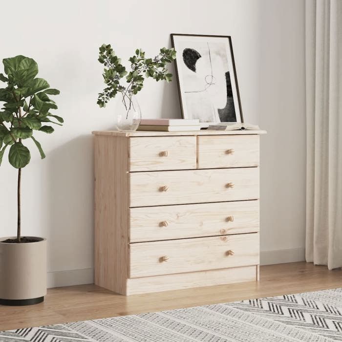 BEAU Armoire à tiroirs - Commode ALTA - 77x35x73 cm bois massif de pin mode905568