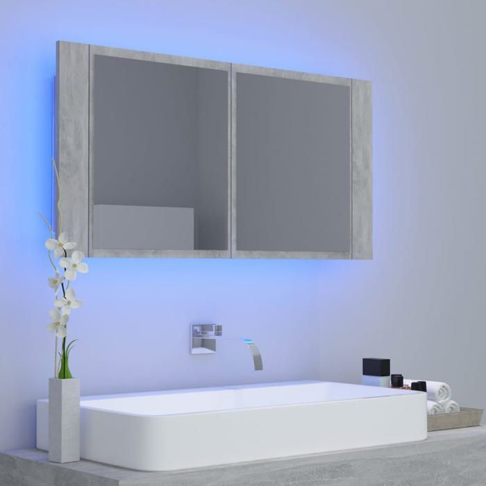 Armoire de salle de bain/Armoire murale GGK à miroir LED Gris béton Acrylique gg40