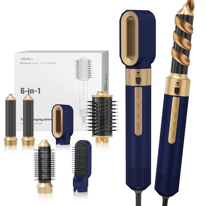 TTLIFE Airstyler 6 EN 1 Hair Styler Set avec SèChe-Cheveux IoniqueBrosse Lissante pour Cheveux Sécher Boucler Lisser
