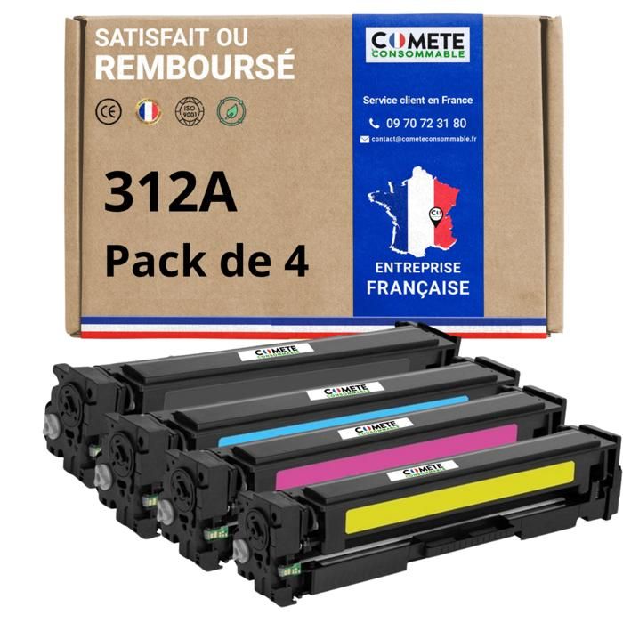 312A - Pack de 4 toner compatible pour HP 312A CF380A Noir Cyan Magenta ...