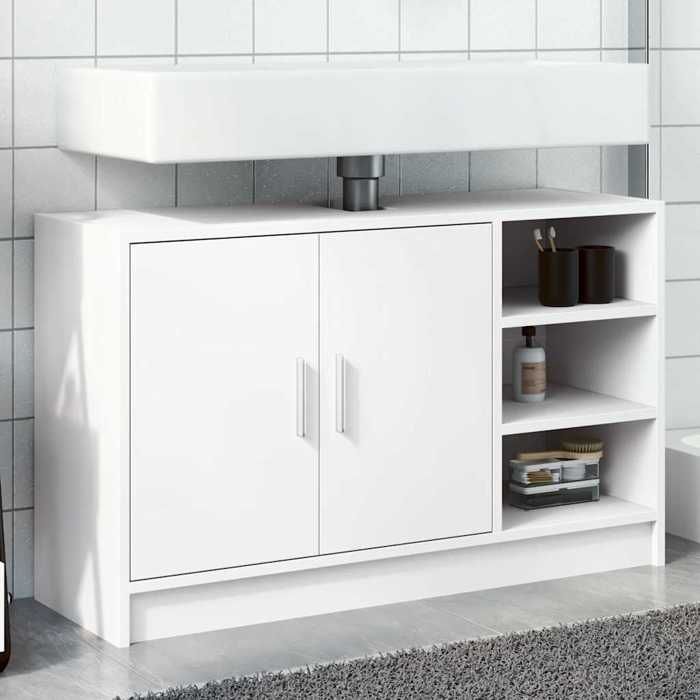 Autumn saleSupport Vasque/Meuble bas WC - Armoire dévier blanc 90x29x55 cm Bois dingénierie 2025264499