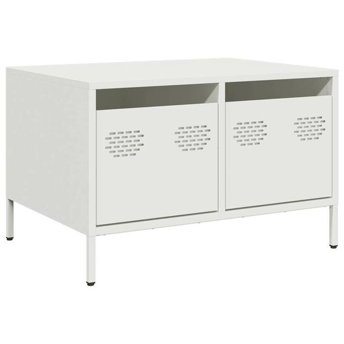 “RabaisMeuble TV/Armoire salon - Banc TV - KENNETH - blanc 68x50x43 5 cm acier laminé à froid Août569562