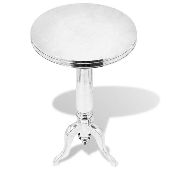 Table console ronde en aluminium - VIDAXL - Argenté - 39x76 cm - Contemporain - Robuste - Facile à nettoyer