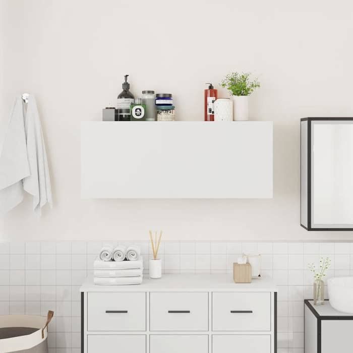 Armoire murale de salle de bain - vidaXL - 100x25x40 cm - Blanc - Bois dingénierie - Capacité 60 kg - Assemblage requis