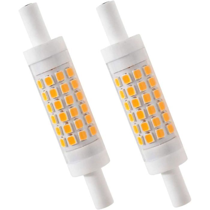 R7S LED 78mm Dimmable Blanc Chaud 2700K 5W J78 Lampe LED 450lm remplace la lampe halogène 50W pack de 2 [Classe énergétique E]