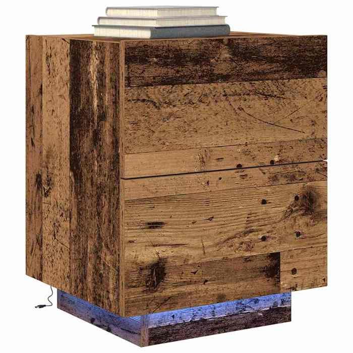 Tables moderne - Marron - Cabinet de chevet - avec tiroir - (2 pcs) - Bois ancien 45x40x55 cm T2365