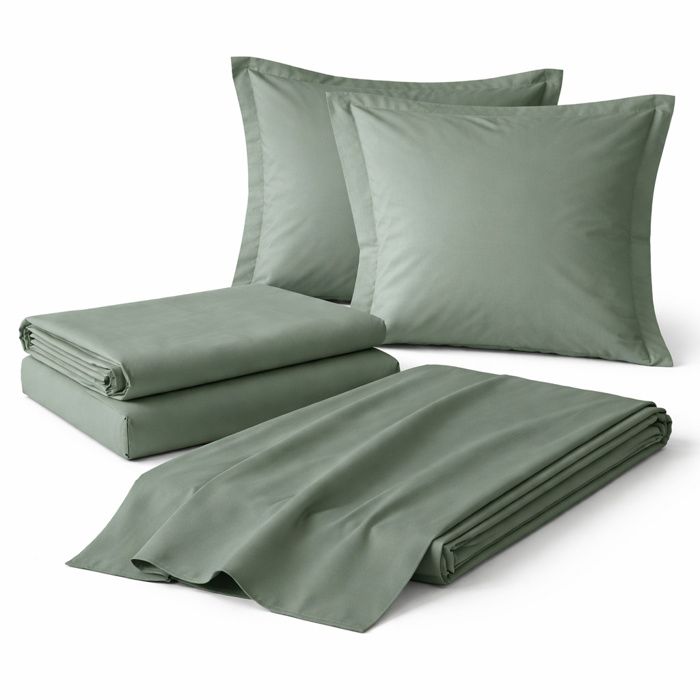 Parure de draps 4 Pièces en coton 57 fils 160 x 200 cm Cèdre – Drap-Housse Drap Plat et 2 Taies d’Oreiller Parure de draps 4 Pièces en coton 57 fils 160 x 200 cm Cèdre – Drap-Housse Drap Plat et 2 Taies d’Oreiller