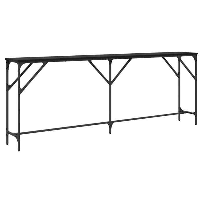 Noir Table console 1 PC - JMS - Cadre industriel - pour couloir - Chêne noir 200x29x75 cm T24017