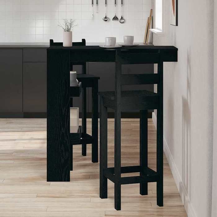 Table Cuisine - {1 pièce} - Cadre fiable - Table de bar - Murale avec étagère Chêne noir 102 x 45 x 1035 cm （390978）