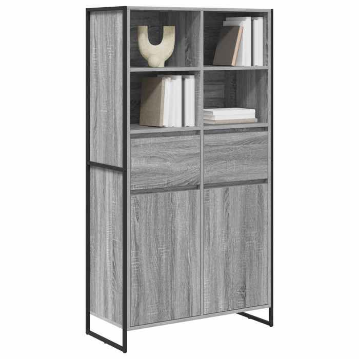 (9090)Meuble rangement - contemporain - Buffet (2 pcs )- Gris Sonoma 81x36x150.5 cm - bois dingénierie poid:48.08 kg