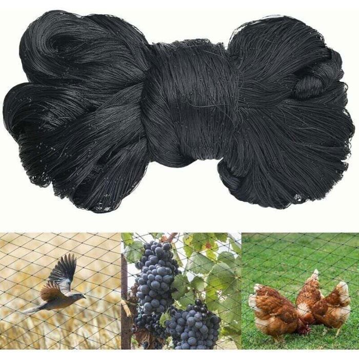 15m X 15m Filet Anti Oiseaux Noir Filet Oiseaux Robuste Filet Voliere Poulailler Filet de Protection pour Oiseaux Filet de
