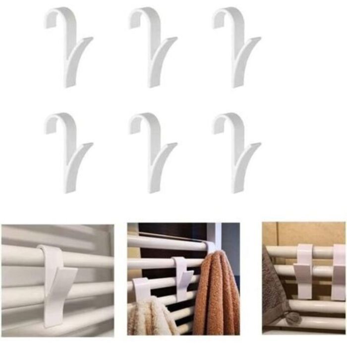 Crochet universel pour sèche-serviettes – Plastique blanc compatible tous radiateurs