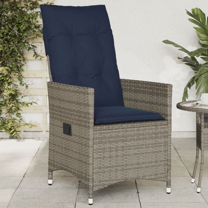 Gris Meuble dextérieur - JILLES® (1 pcs) Chaise de jardin inclinable - avec coussins en - résine tressée grise 5613892