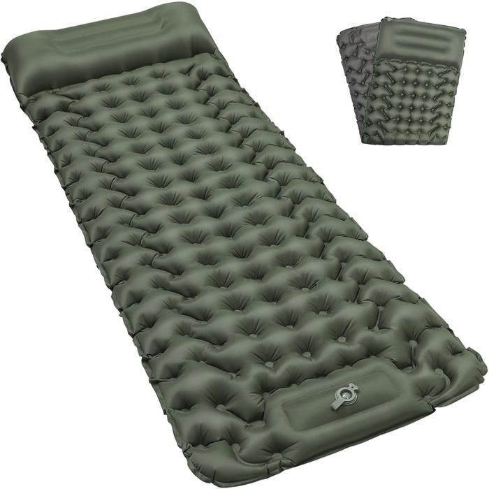 Matelas gonflable de camping avec pompe - Ultraléger et imperméable  Avec sac de voyage extérieur et oreiller de plage