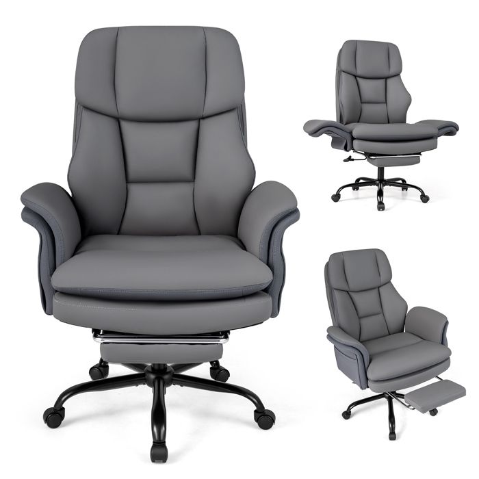 COSTWAY Fauteuil Relax Bureau Inclinable 135° Accoudoirs 5 Positions Rabattables Repose-Pieds Intégré Charge Maximale 150kg Gris COSTWAY Fauteuil Relax Bureau Inclinable 135° Accoudoirs 5 Positions Rabattables Repose-Pieds Intégré Charge Maximale 150kg Gris