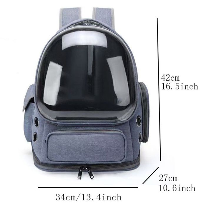 Sac de transport pour chat transparent grande capacité aéré pour extérieur caisse de transport pour animal‑bleu