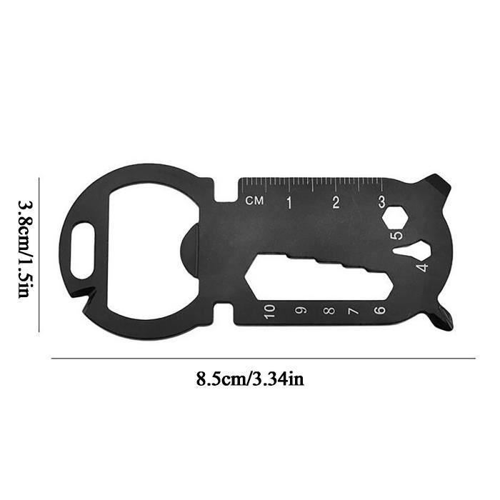 ASISUN - Porte-clés Multifonction - Ouvre-bouteille, Support Téléphone, Gadget Homme - Acier Inoxydable - 8