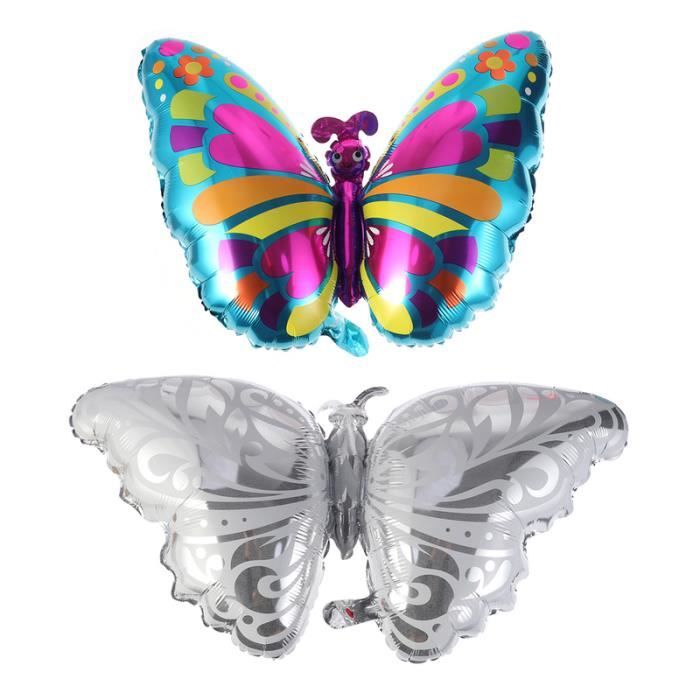 2pcs Ballon Ballon De Bande Dessinee Papillon Animal Dessin Anime Pour Fete D Anniversaire De Naissance Bebe Colore Et Argent Cdiscount Maison