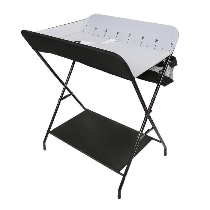 Table à langer pliable MIXMEST - Avec Panier et Etagères - Noir et blanc
