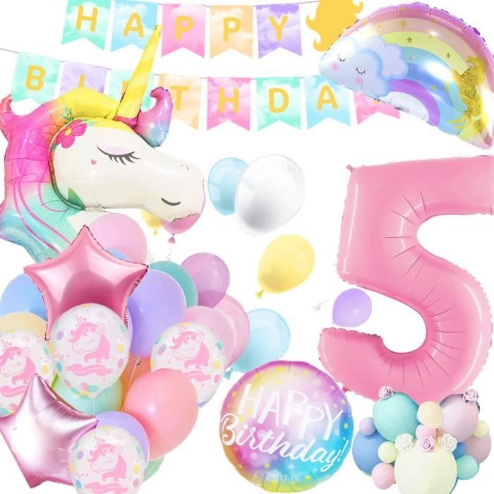 5 Ans Decoration Anniversaire Licorne Pour Fille 5 Licorne Anniversaire Fille Deco Anniversaire Fille Kit Anniversaire Fille Ball Cdiscount Maison